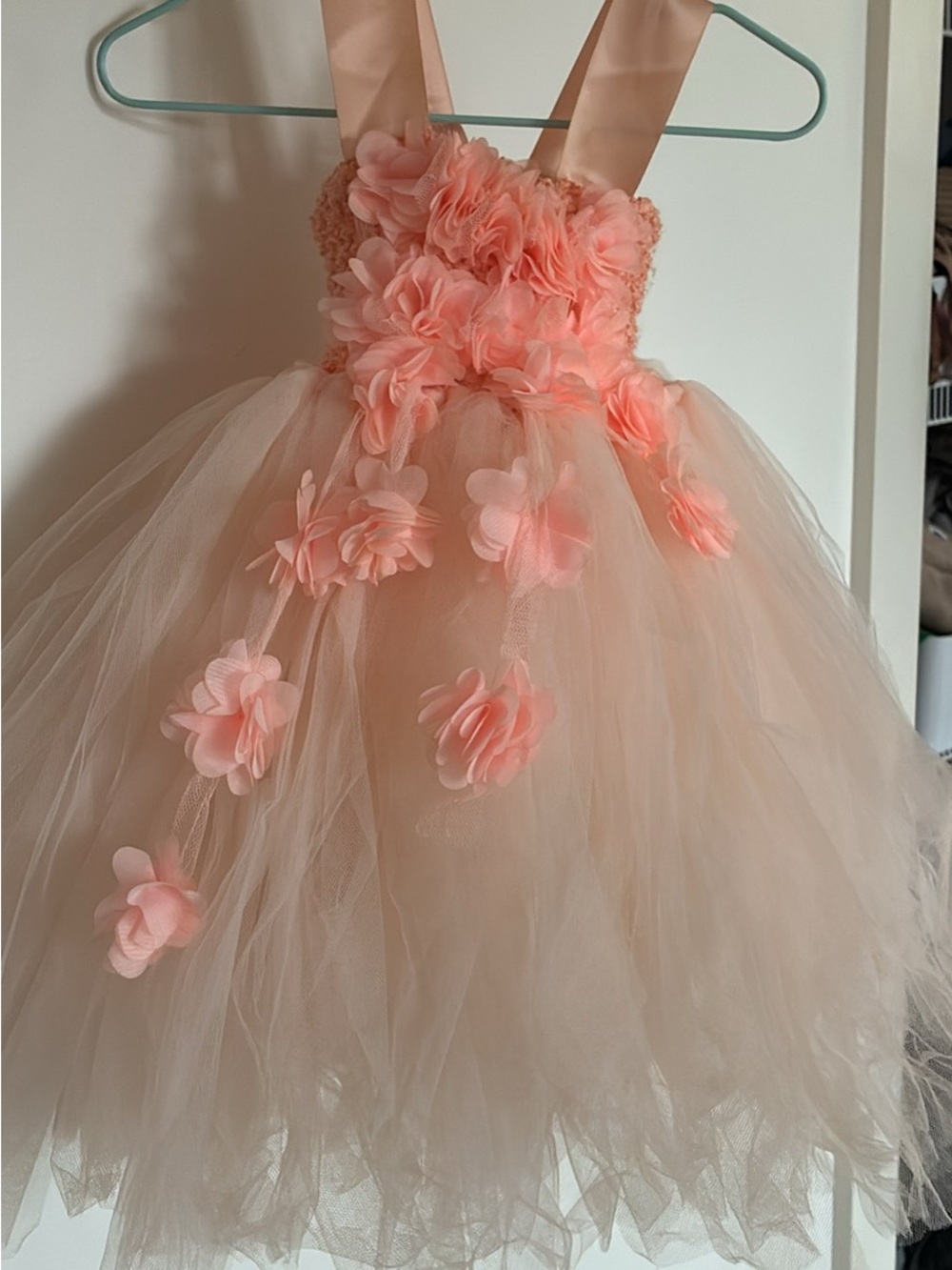 Blush Pink Floral Tulle Flower Girl Dress 2T